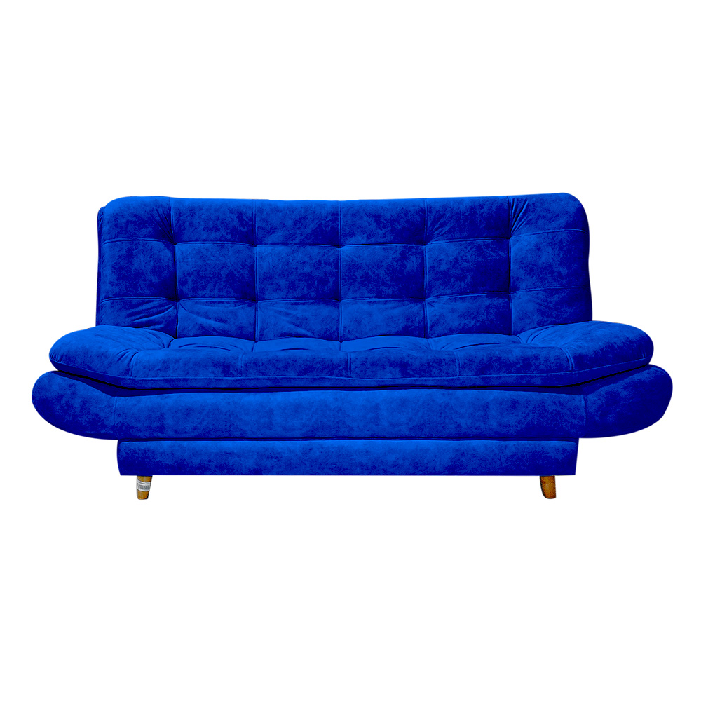 Sala damasco lino azul oscuro, patas de madera - Muebles en Medellín | Sala