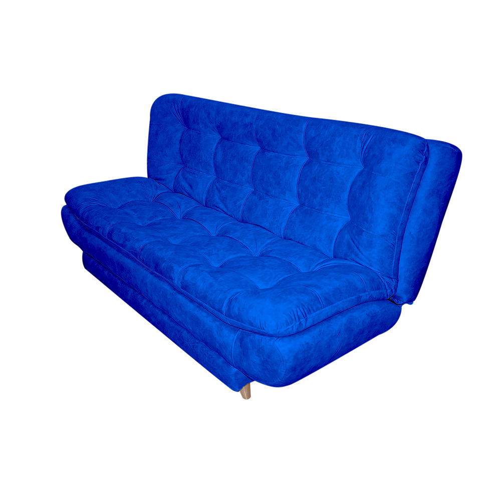 Sala damasco lino azul oscuro, patas de madera - Muebles en Medellín | Sala