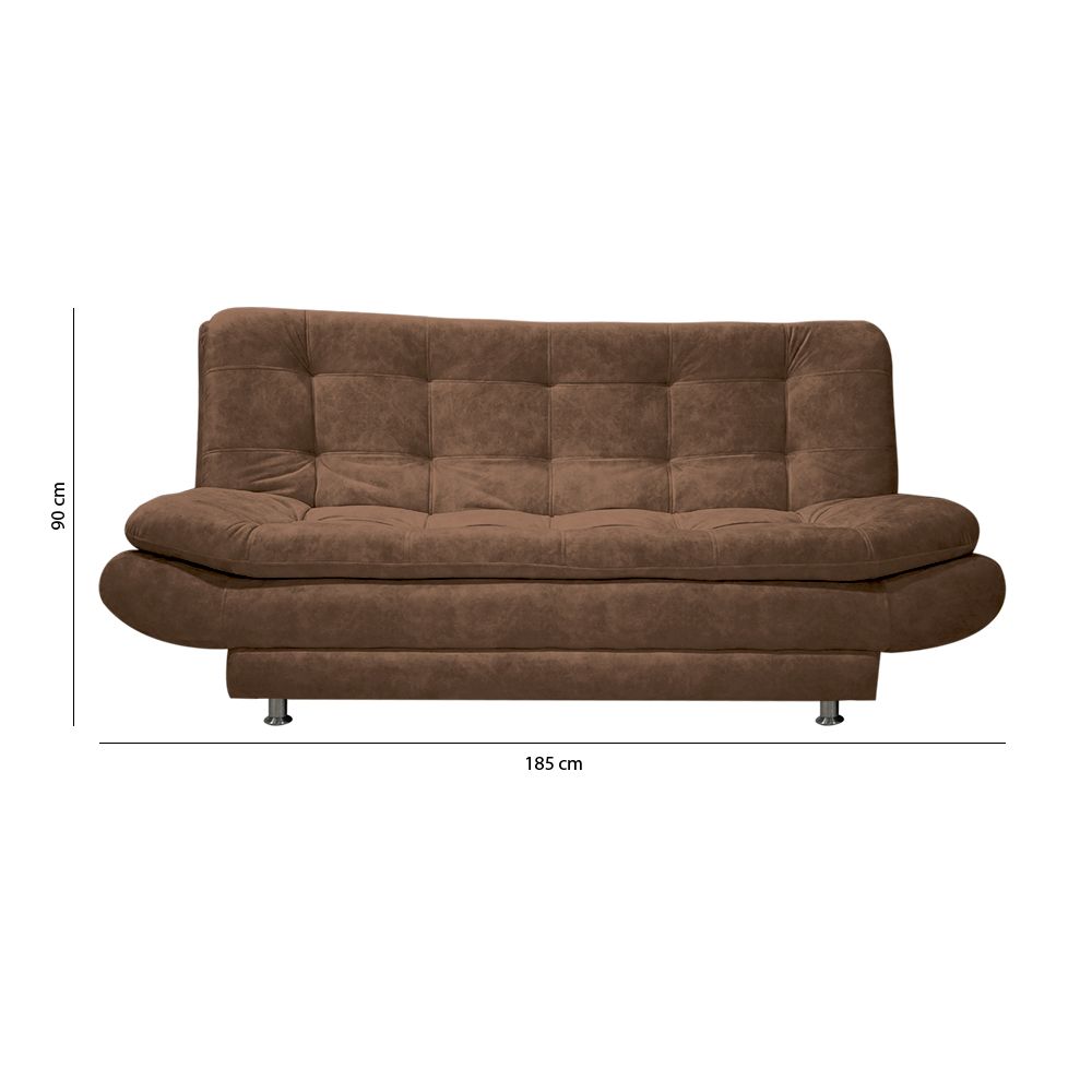 Sofacama damasco poliester cafe, patas metalicas - Muebles en Medellín | Sofacama