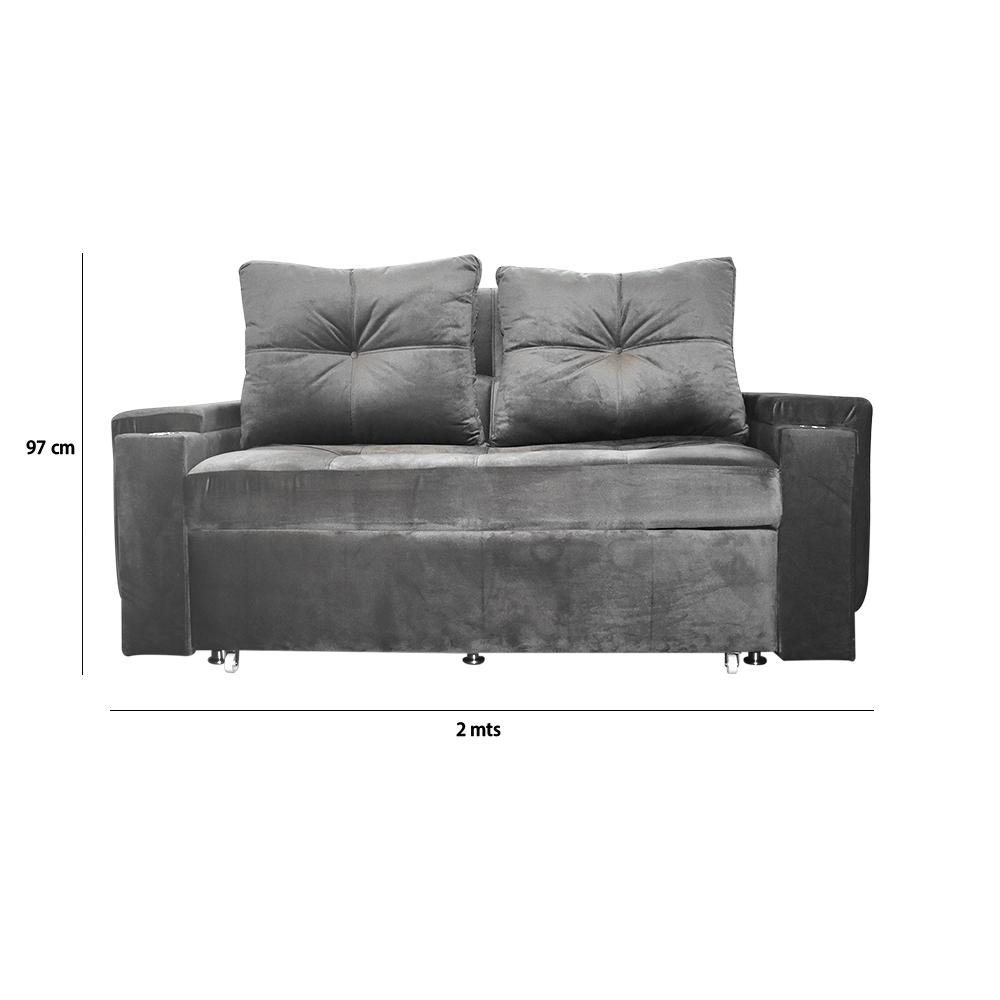 Sofacama dorian lino gris, patas metalicas - Muebles en Medellín | Sofacama