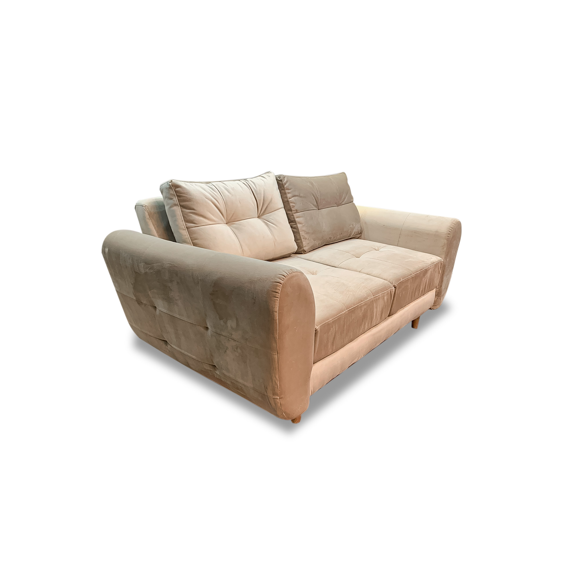 Sofa fantasy lino beige, patas de madera - Muebles en Medellín | Sofá