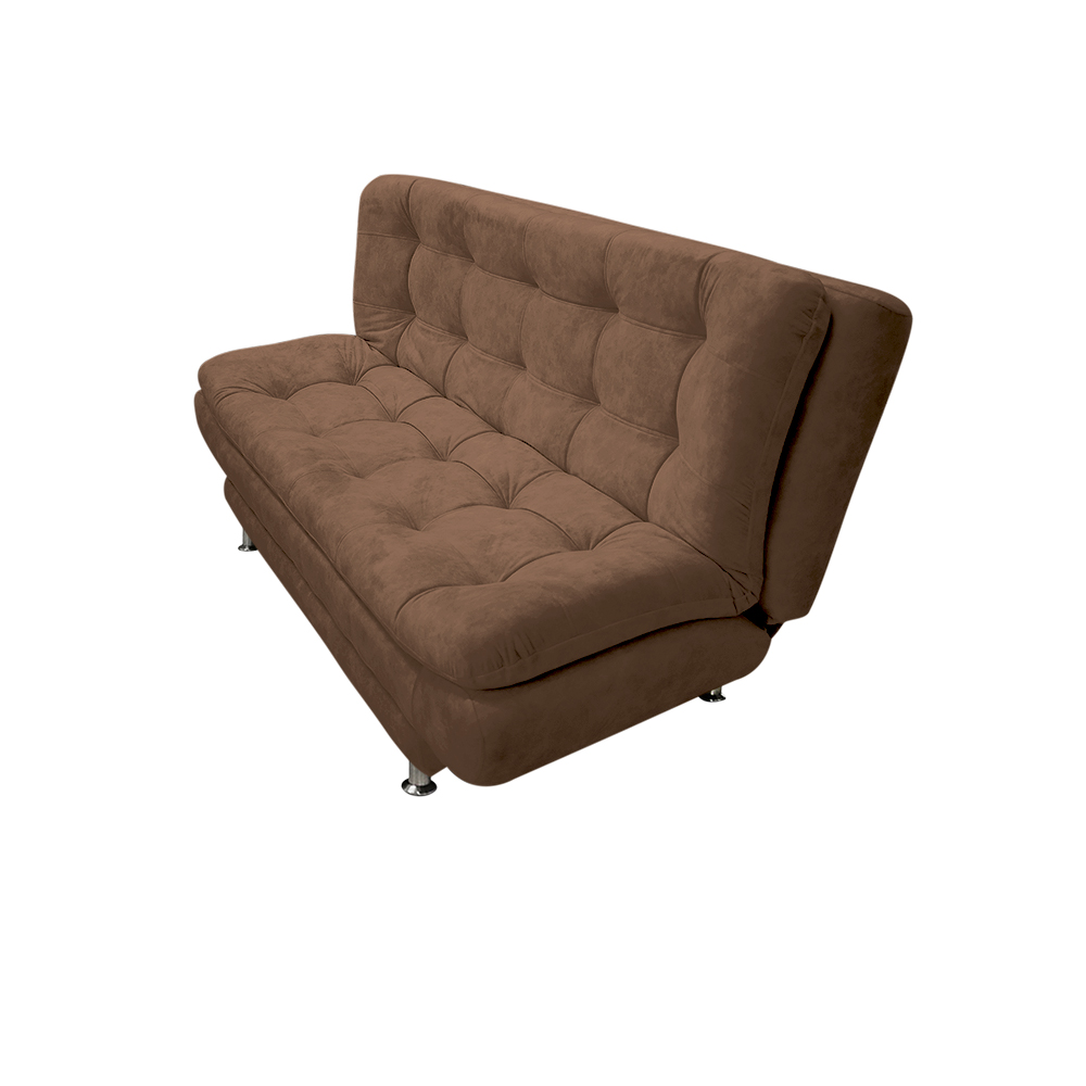 Sofacama damasco poliester cafe, patas metalicas - Muebles en Medellín | Sofacama