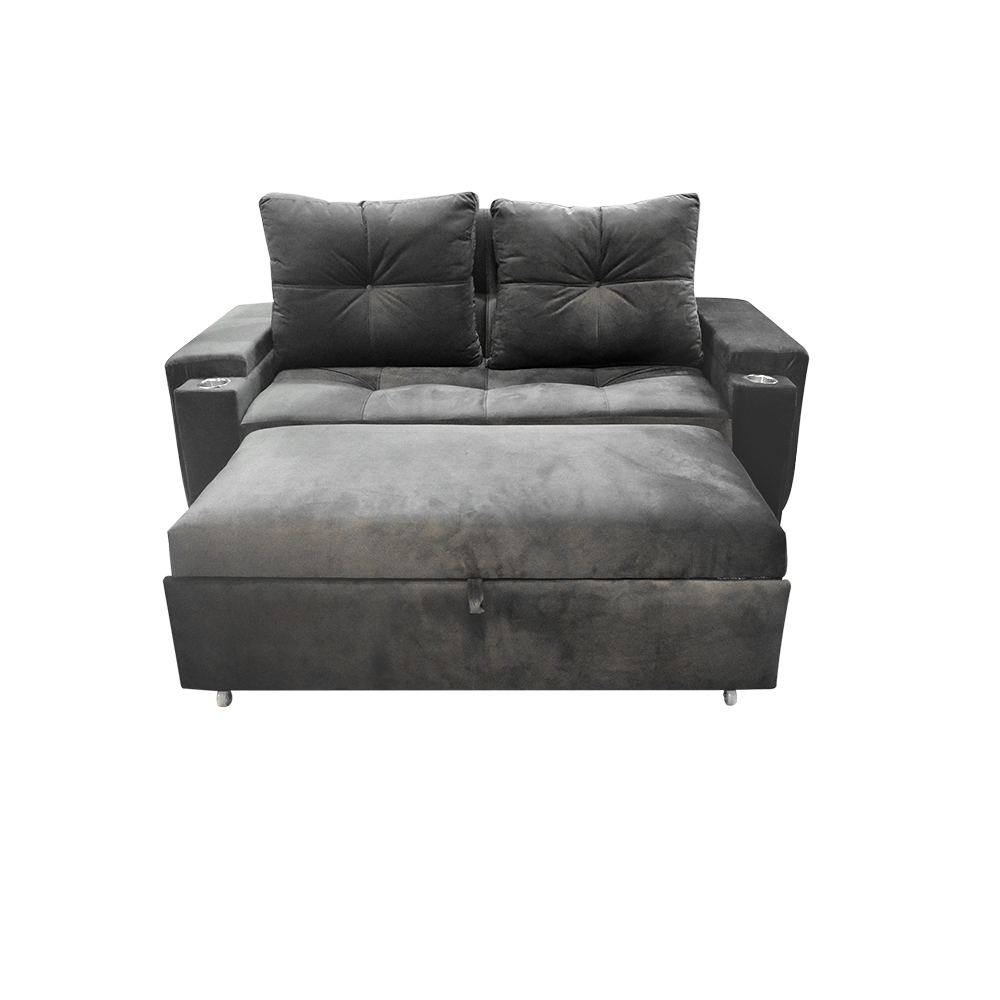 Sofacama dorian lino gris, patas metalicas - Muebles en Medellín | Sofacama
