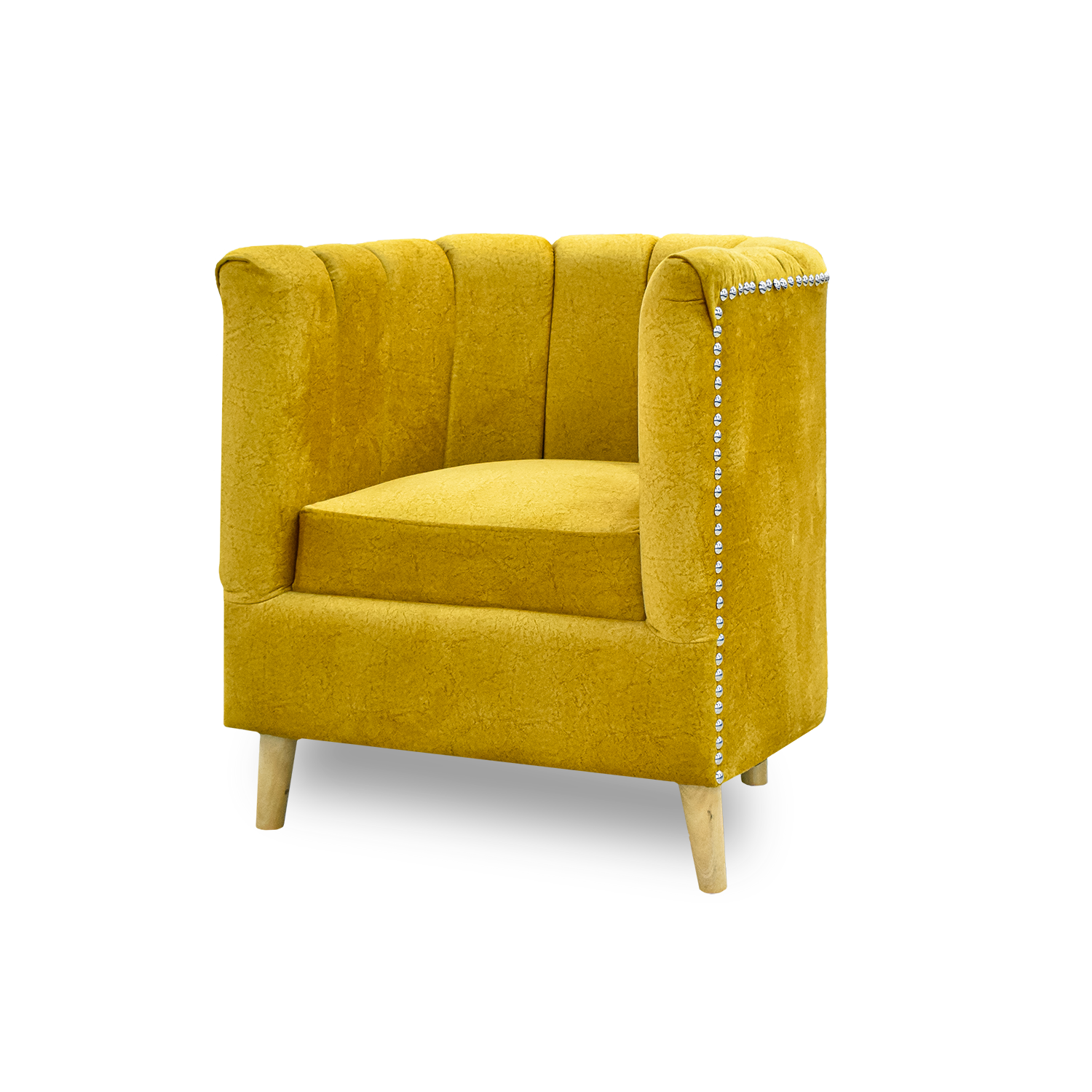 Poltrona aruba lino mostaza, patas de madera - Muebles en Medellín | Poltrona