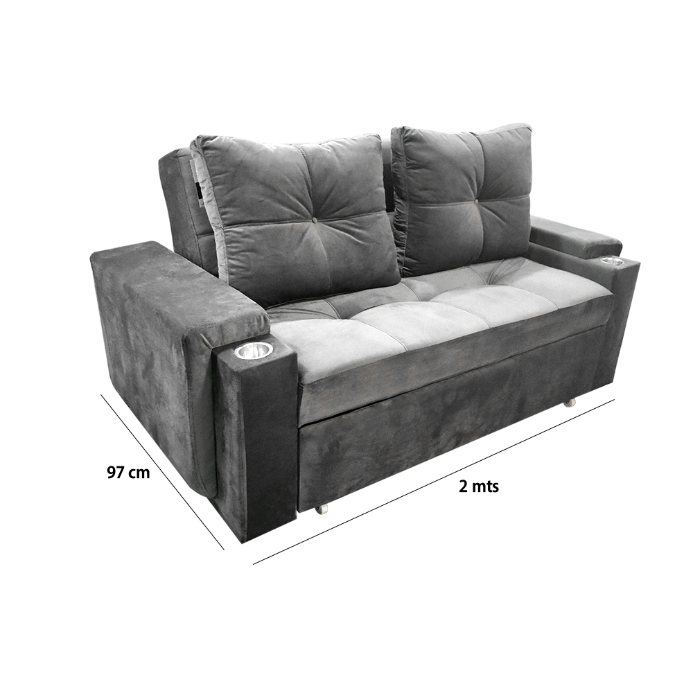 Sofacama dorian lino gris, patas metalicas - Muebles en Medellín | Sofacama