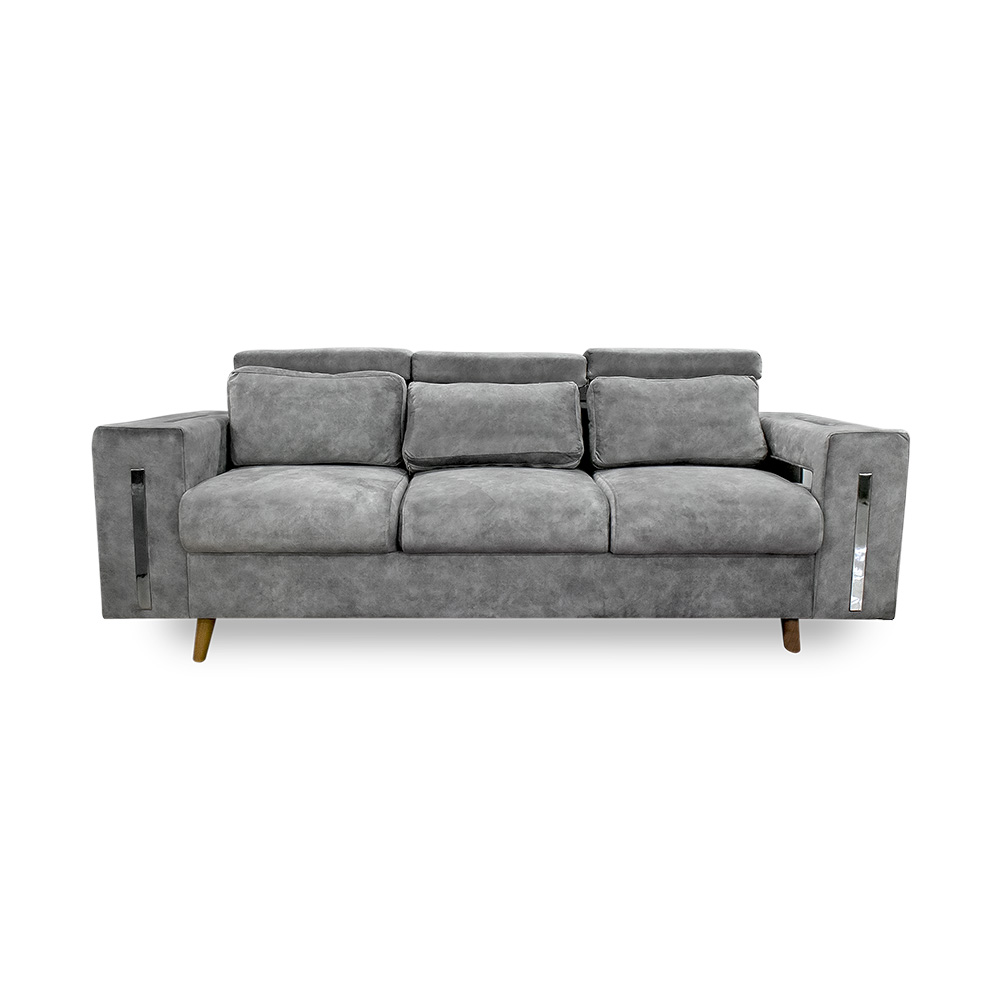 Sala mombay lino gris, patas de madera - Muebles en Medellín | Sala