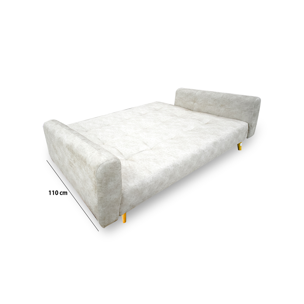 Sofacama denis lino blanco, patas de madera - Muebles en Medellín | Sofacama
