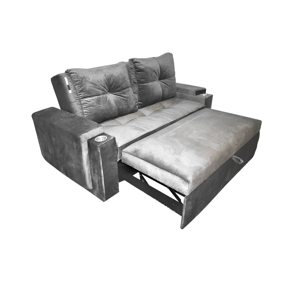 Sofacama dorian lino gris, patas metalicas - Muebles en Medellín | Sofacama