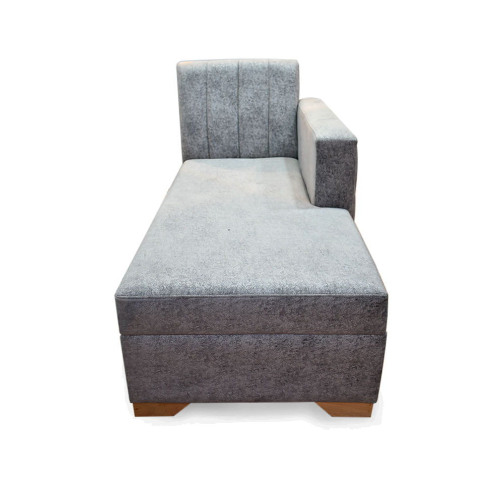 Sala denver lino gris con poltrona lino turquesa, patas de madera - Muebles en Medellín | Sala