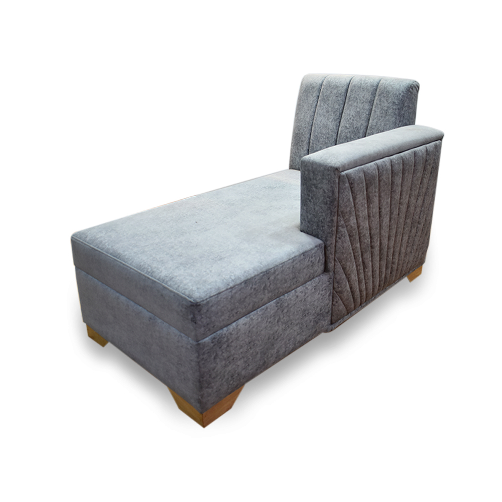 Sala denver lino gris con poltrona lino turquesa, patas de madera - Muebles en Medellín | Sala