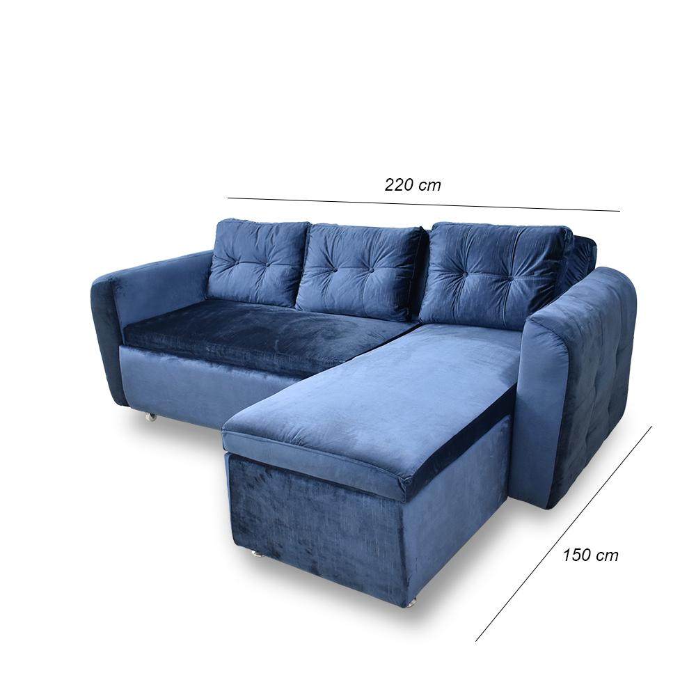 Sala modula habanna lino azul, patas de acero - Muebles en Medellín | Sala
