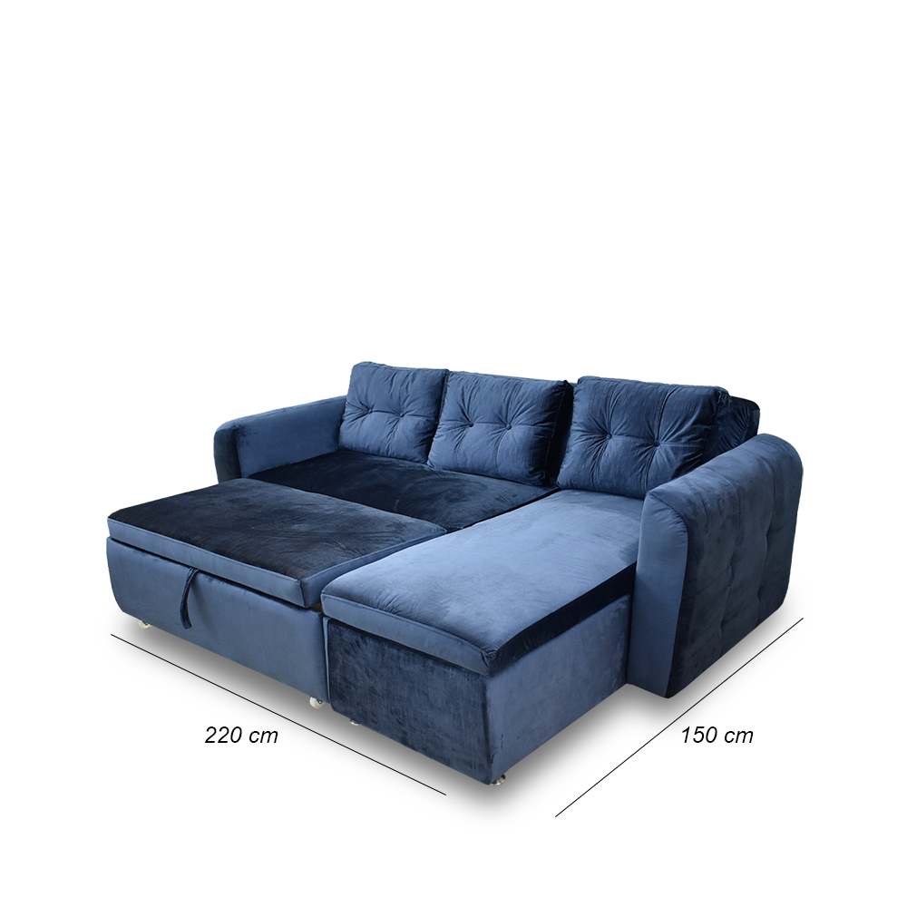 Sala modula habanna lino azul, patas de acero - Muebles en Medellín | Sala