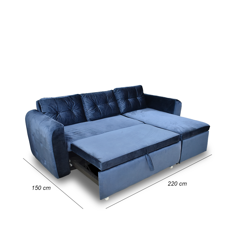 Sala modula habanna lino azul, patas de acero - Muebles en Medellín | Sala