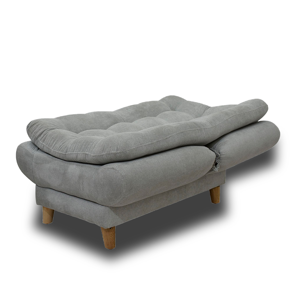 Sofacama damasco lino gris, patas de madera - Muebles en Medellín | Sofacama
