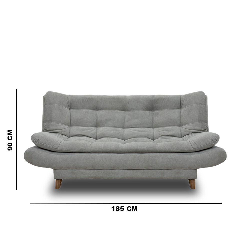 Sofacama damasco lino gris, patas de madera - Muebles en Medellín | Sofacama