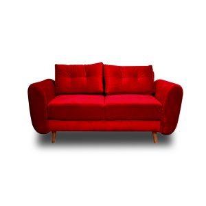 Sofa fantasy lino rojo, patas de madera - Muebles en Medellín | Sofá
