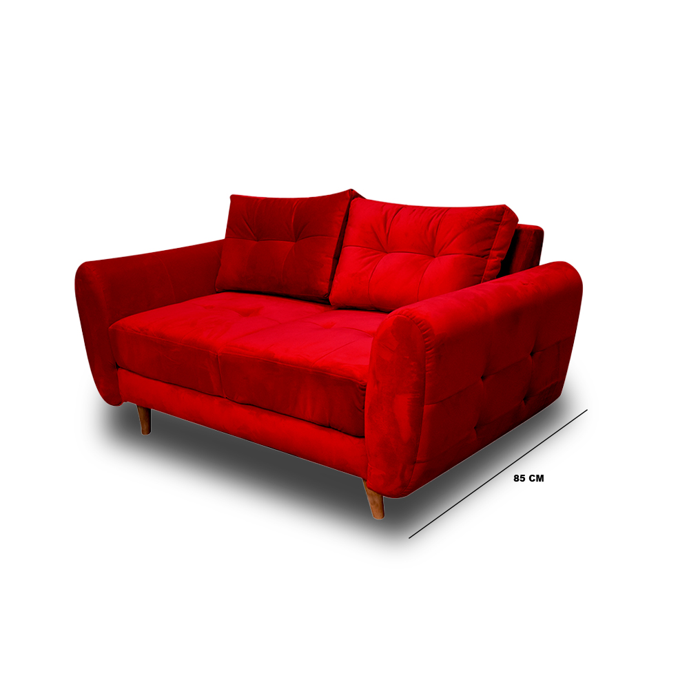 Sofa fantasy lino rojo, patas de madera - Muebles en Medellín | Sofá