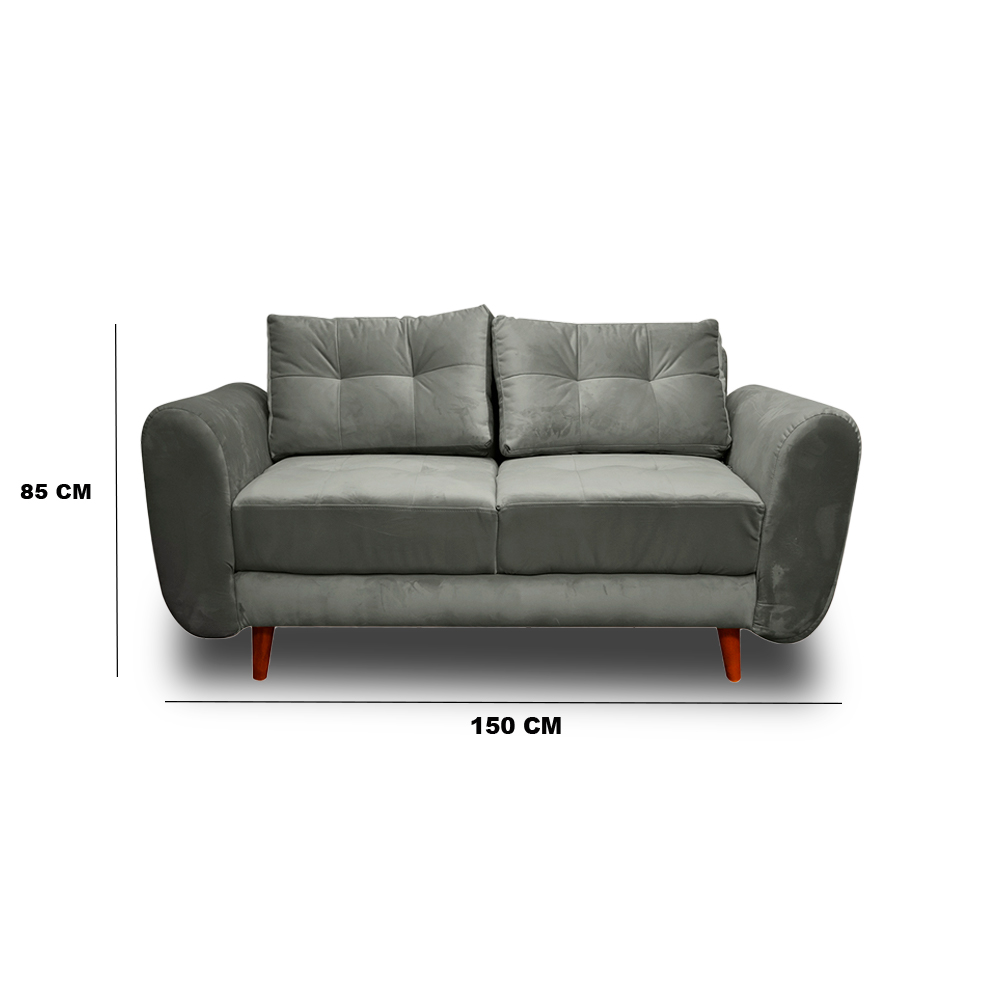 Sofa fantasy taupe lino, patas de madera - Muebles en Medellín | Sofá