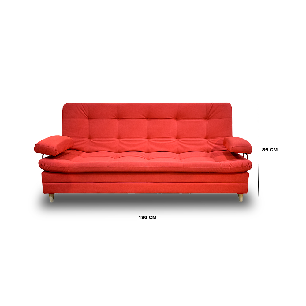 Sofa cama cooper lino mandarina, patas de madera - Muebles en Medellín | Sofacama