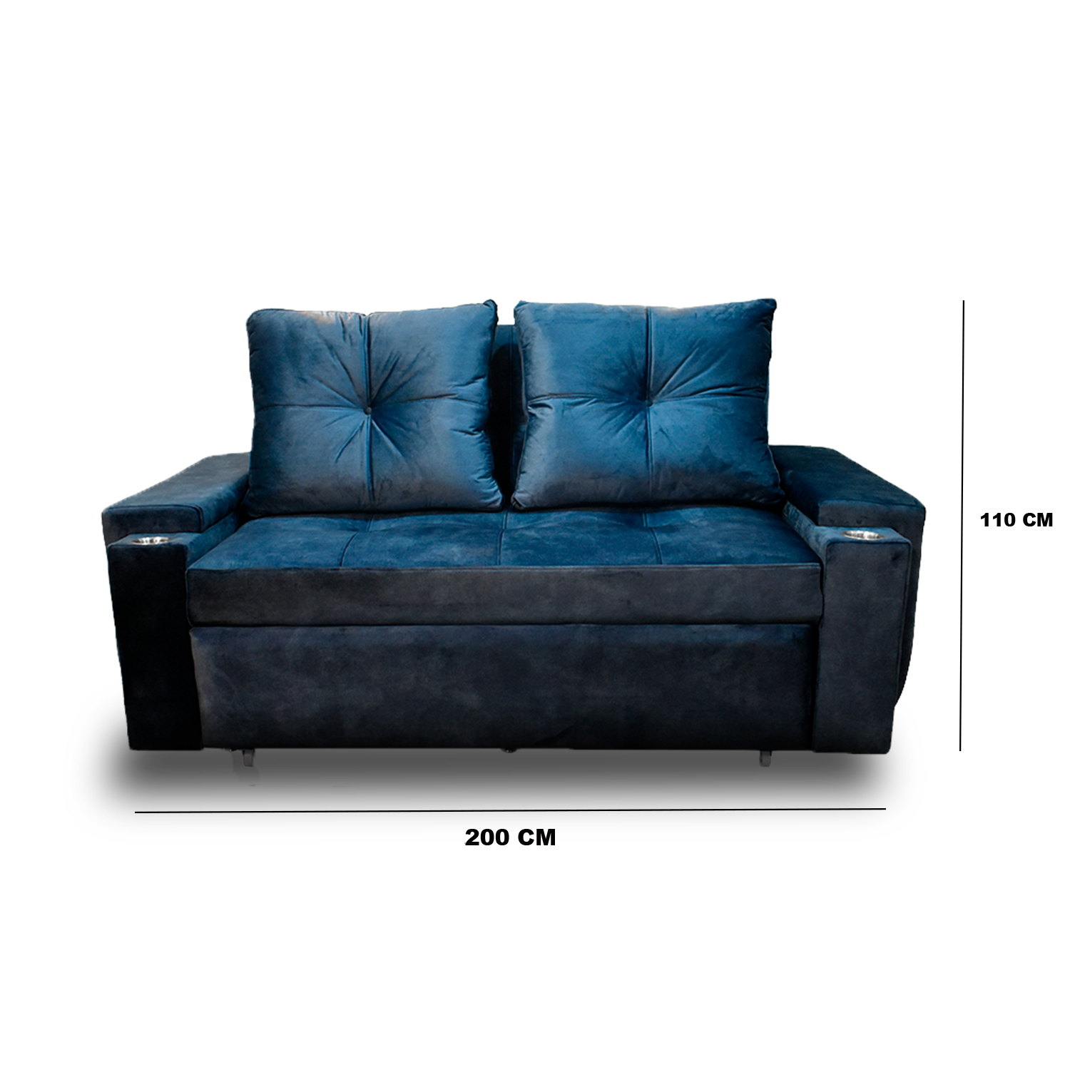 Sofacama dorian lino azul, patas metalicas - Muebles en Medellín | Sofacama