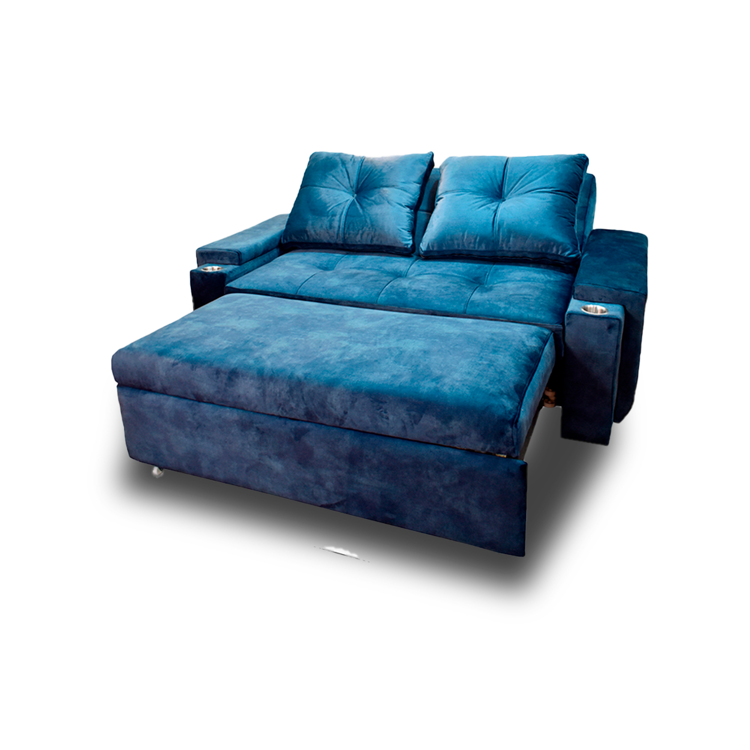 Sofacama dorian lino azul, patas metalicas - Muebles en Medellín | Sofacama