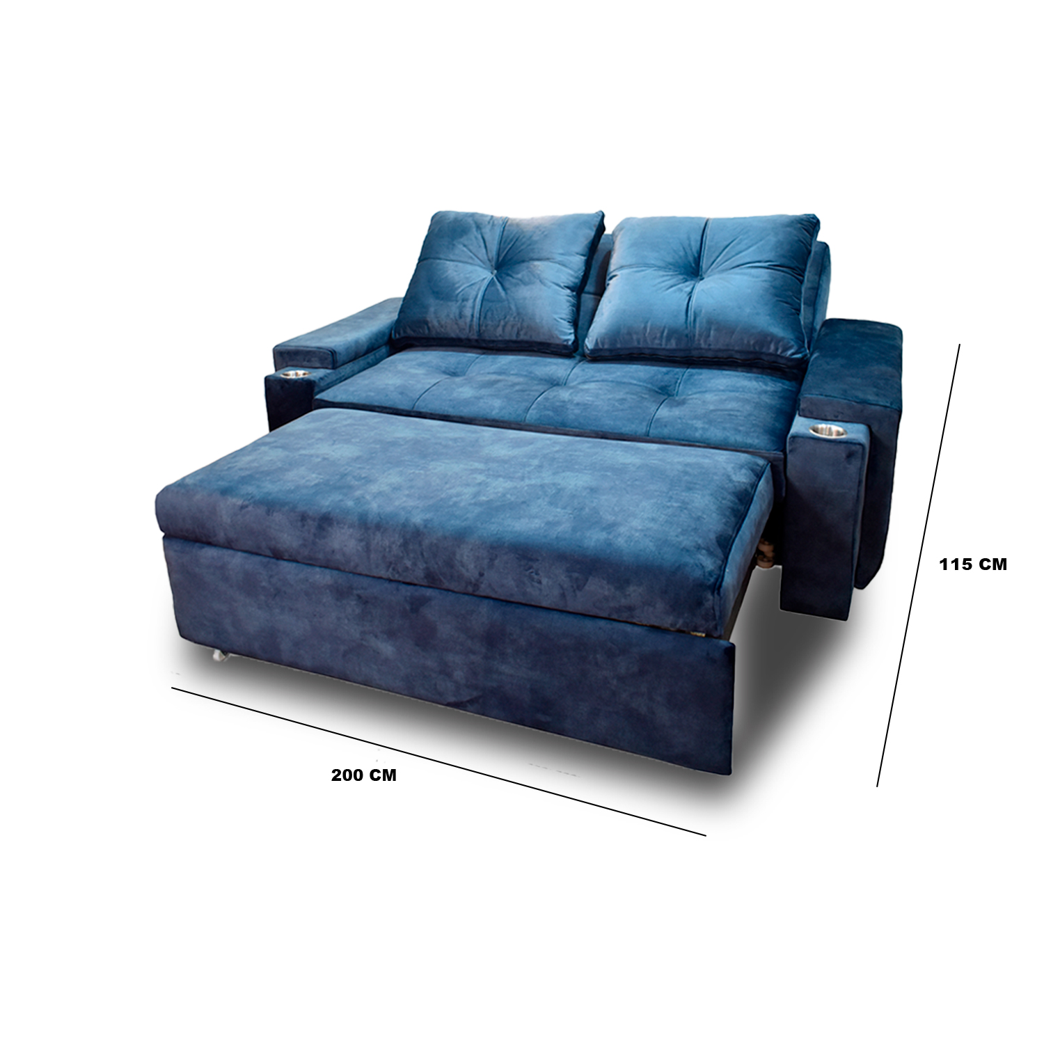 Sofacama dorian lino azul, patas metalicas - Muebles en Medellín | Sofacama