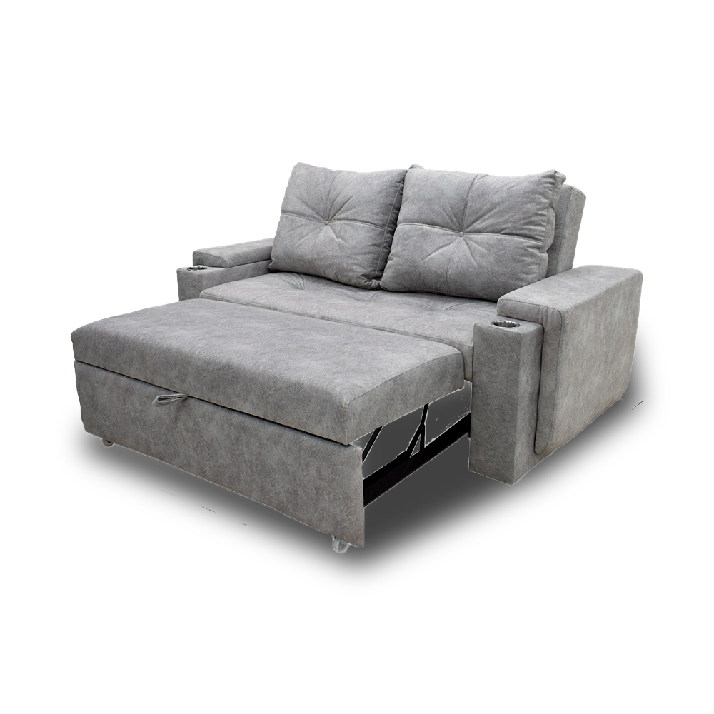 Sofacama dorian lino gris, patas metalicas - Muebles en Medellín | Sofacama