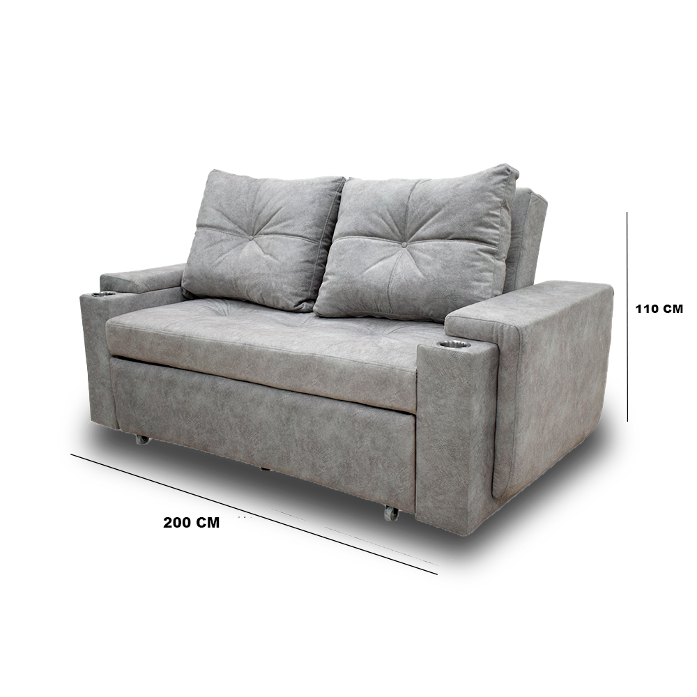 Sofacama dorian lino gris, patas metalicas - Muebles en Medellín | Sofacama