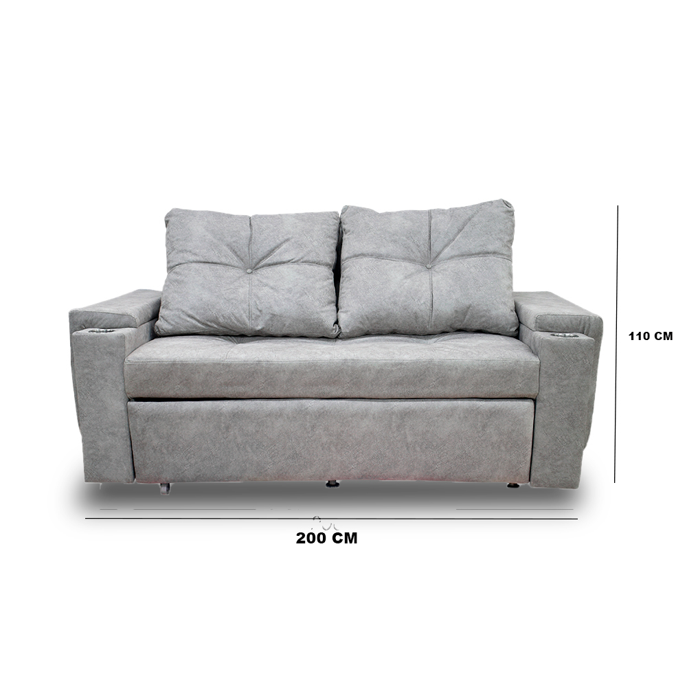 Sofacama dorian lino gris, patas metalicas - Muebles en Medellín | Sofacama