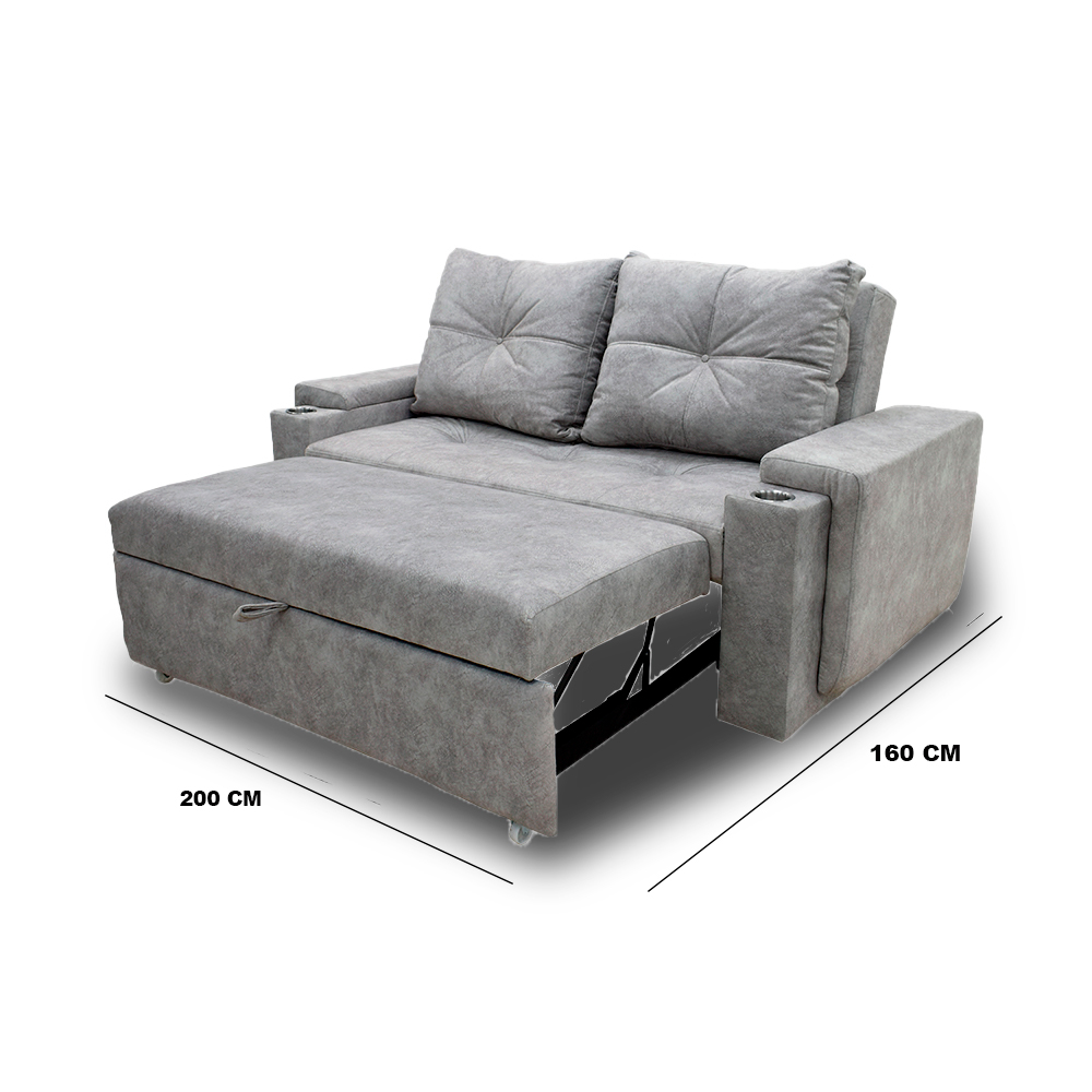 Sofacama dorian lino gris, patas metalicas - Muebles en Medellín | Sofacama