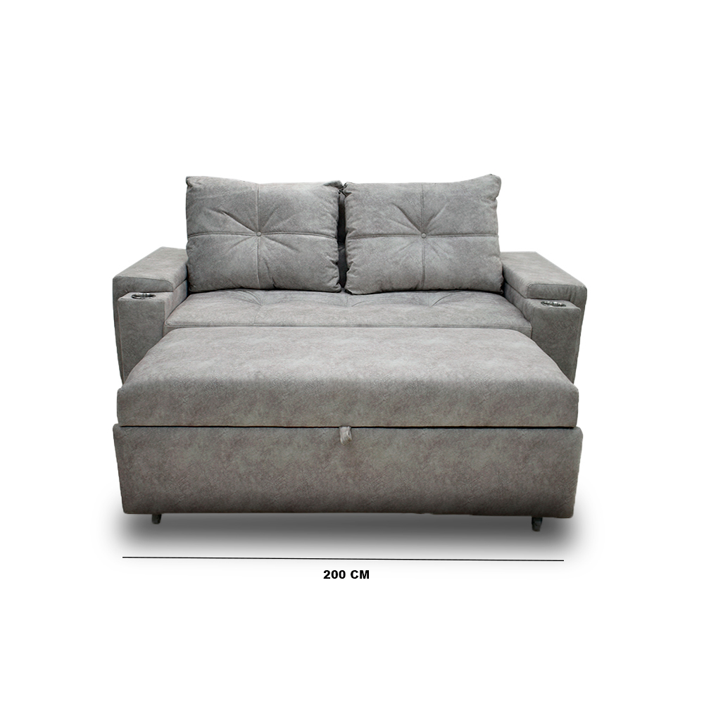 Sofacama dorian lino gris, patas metalicas - Muebles en Medellín | Sofacama