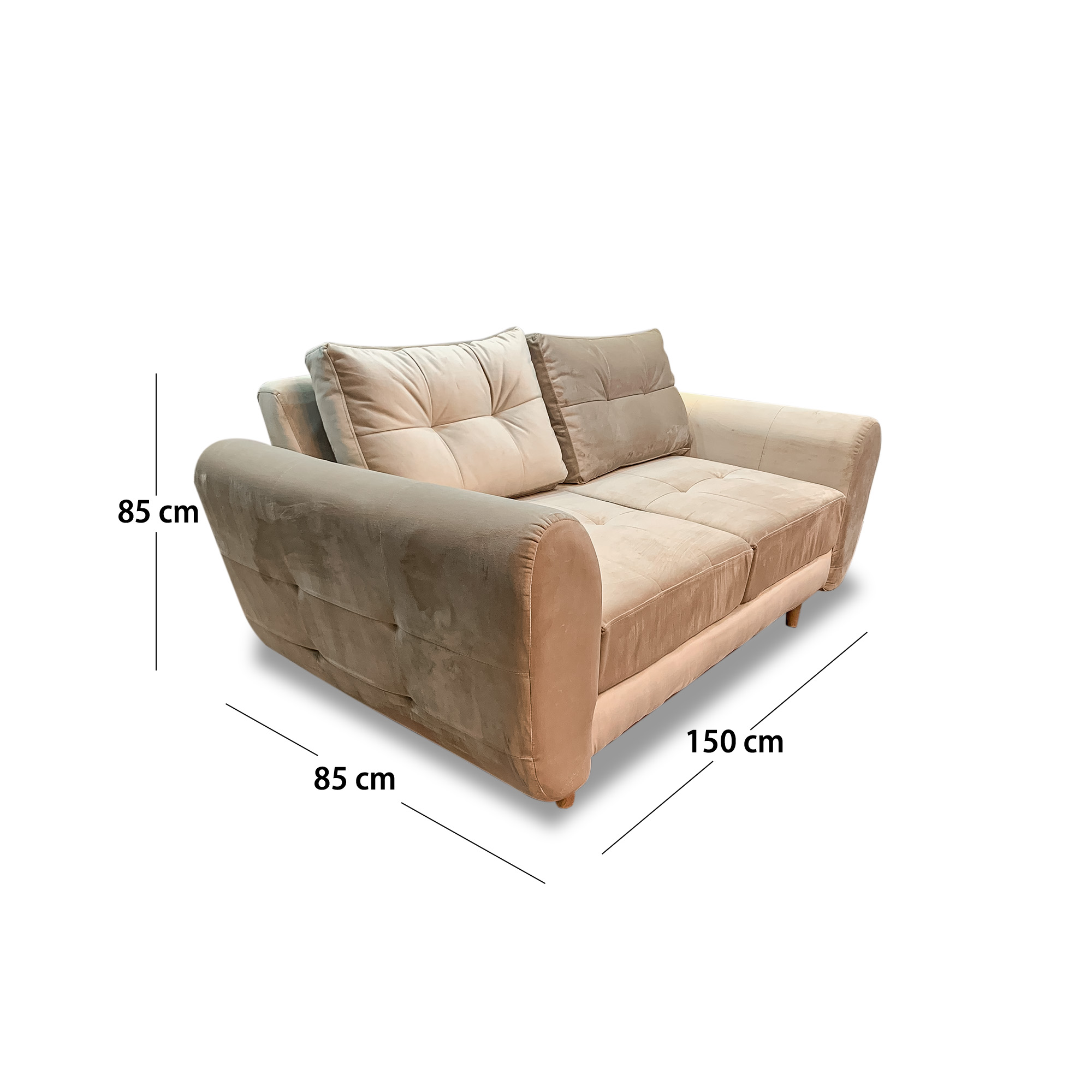 Sofa fantasy lino beige, patas de madera - Muebles en Medellín | Sofá