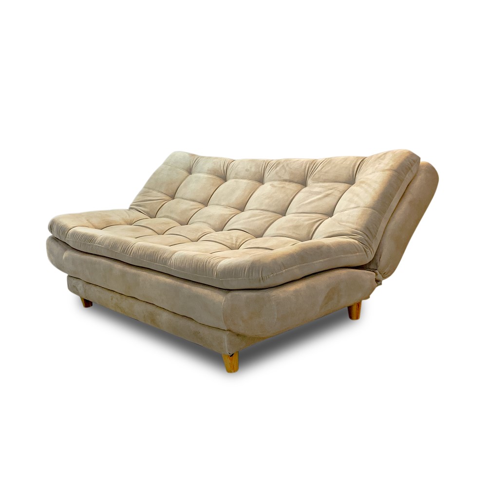 Sala damasco jumbo lino beige, patas de madera - Muebles en Medellín | Sala