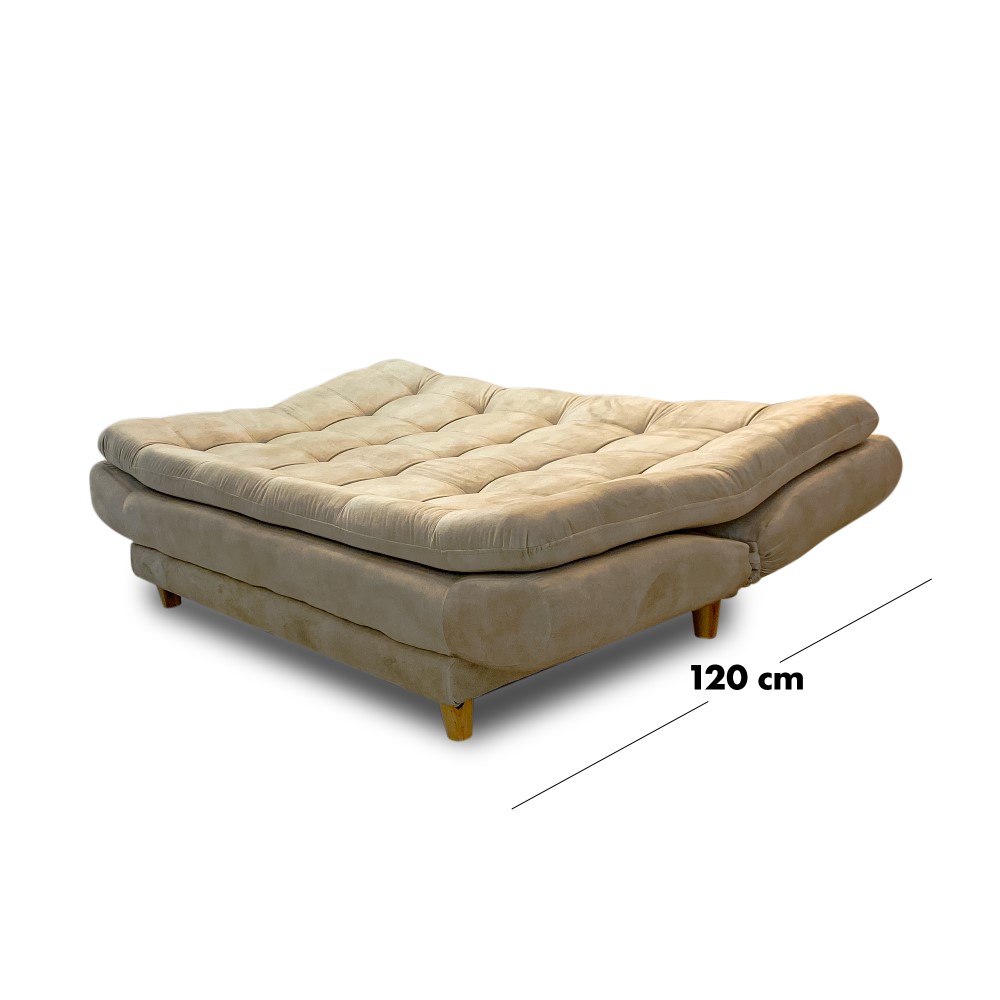 Sala damasco jumbo lino beige, patas de madera - Muebles en Medellín | Sala