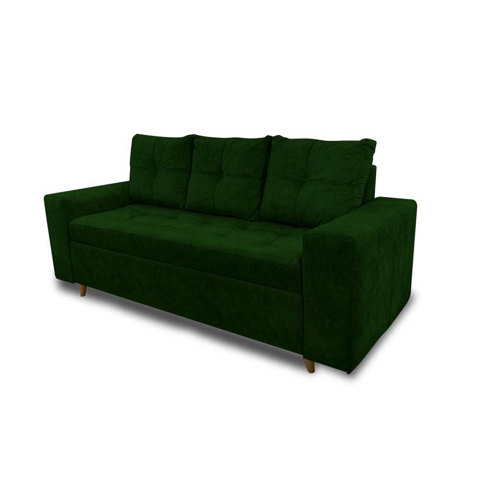 Sofa dubai lino verde, patas de madera - Muebles en Medellín | Sofá