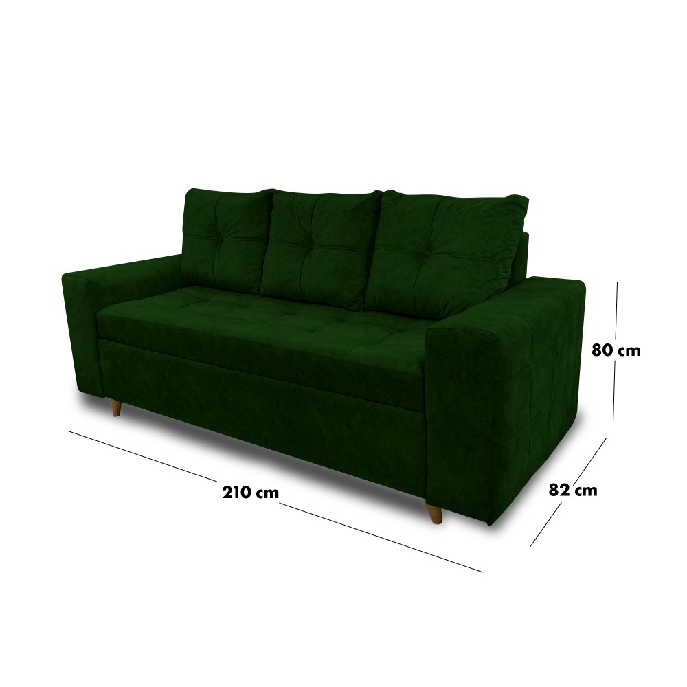 Sofa dubai lino verde, patas de madera - Muebles en Medellín | Sofá
