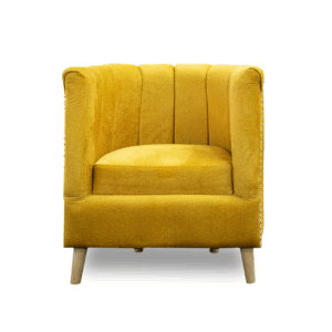Poltrona aruba lino mostaza, patas de madera - Muebles en Medellín | Poltrona