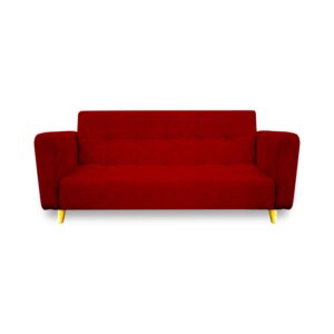 Sofacama denis lino rojo, patas de madera - Muebles en Medellín | Sofacama
