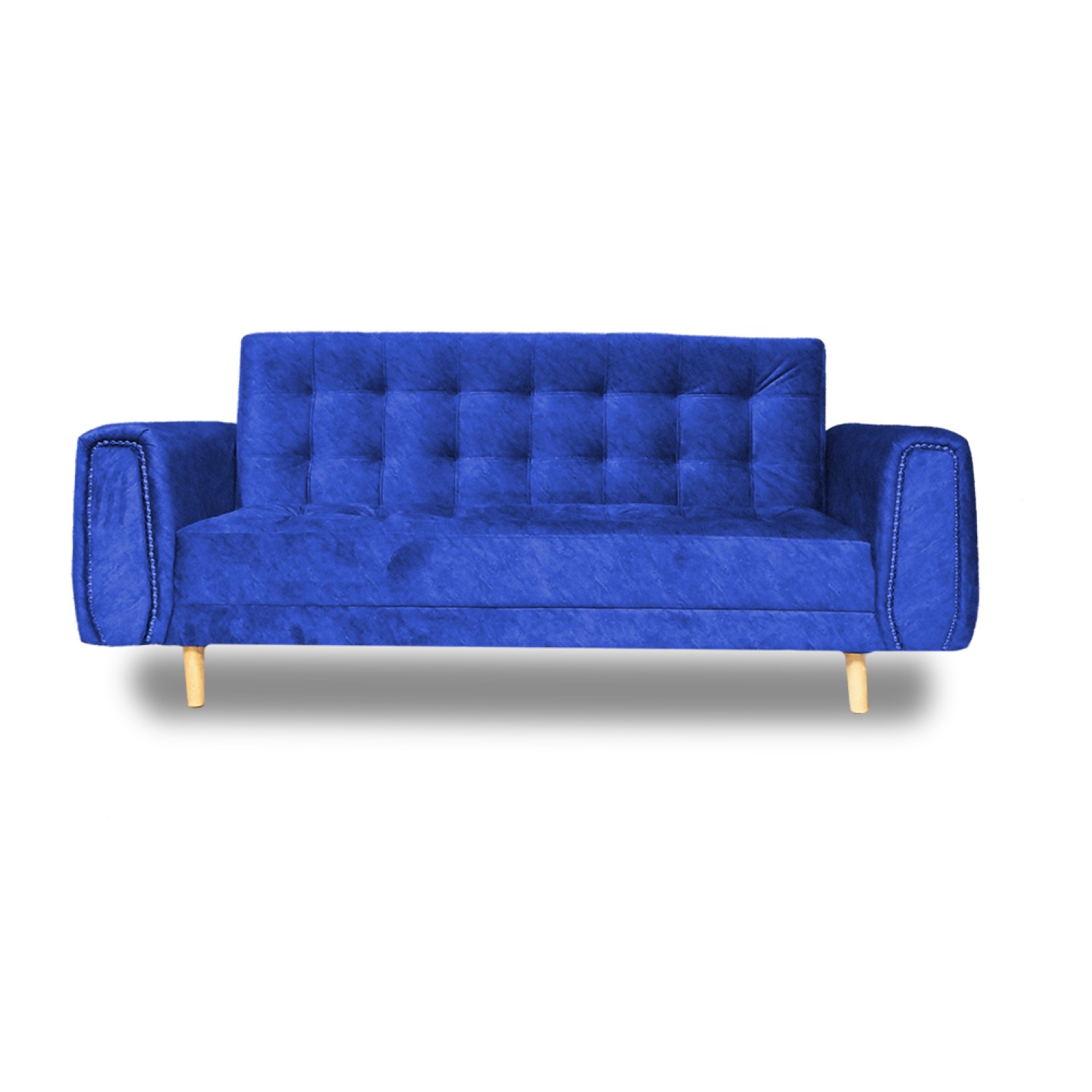 Sofacama mercury lino azul, patas de madera - Muebles en Medellín | Sofacama