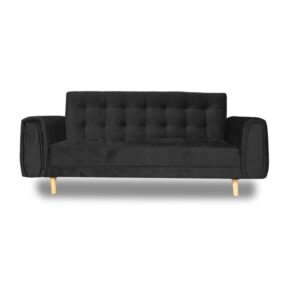 Sofacama mercury lino negro, patas de madera - Muebles en Medellín | Sofacama