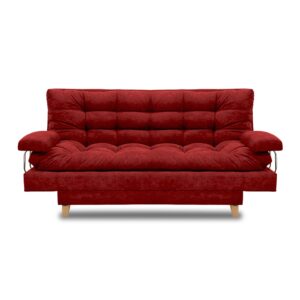 Sofacama napoles lino rojo, patas de madera, brazos - Muebles en Medellín | Sofacama