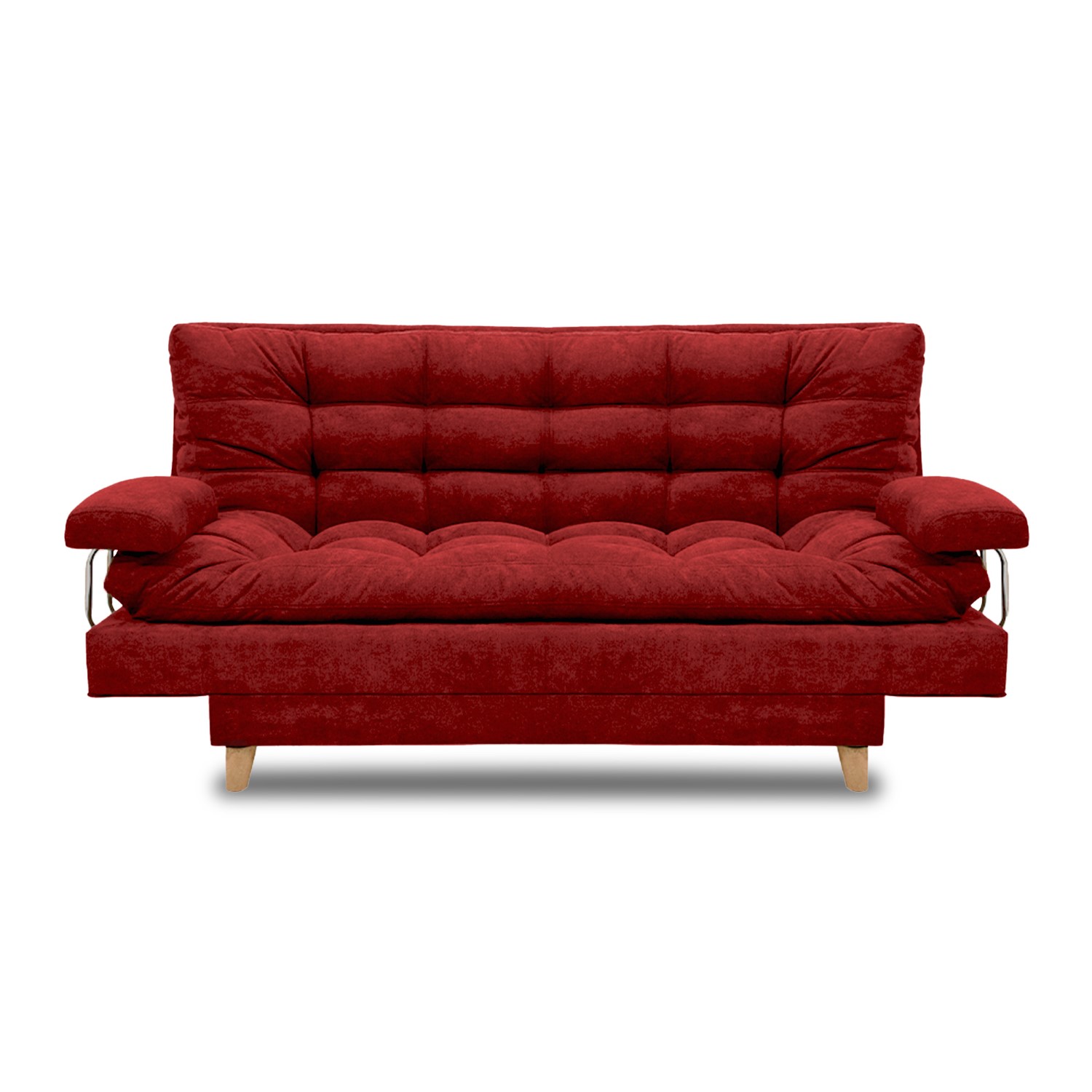 Sofacama napoles lino rojo, patas de madera, brazos - Muebles en Medellín | Sofacama