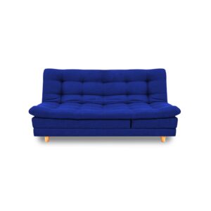 Sofacama cameron sintético azul, patas de madera - Muebles en Medellín | Sofacama