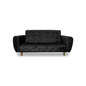 Sofacama volvo nobuck lino negro, patas de madera, brazos - Muebles en Medellín | Sofacama