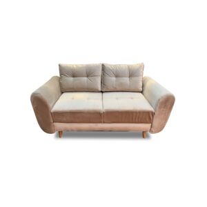 Sofa fantasy lino beige, patas de madera - Muebles en Medellín | Sofá