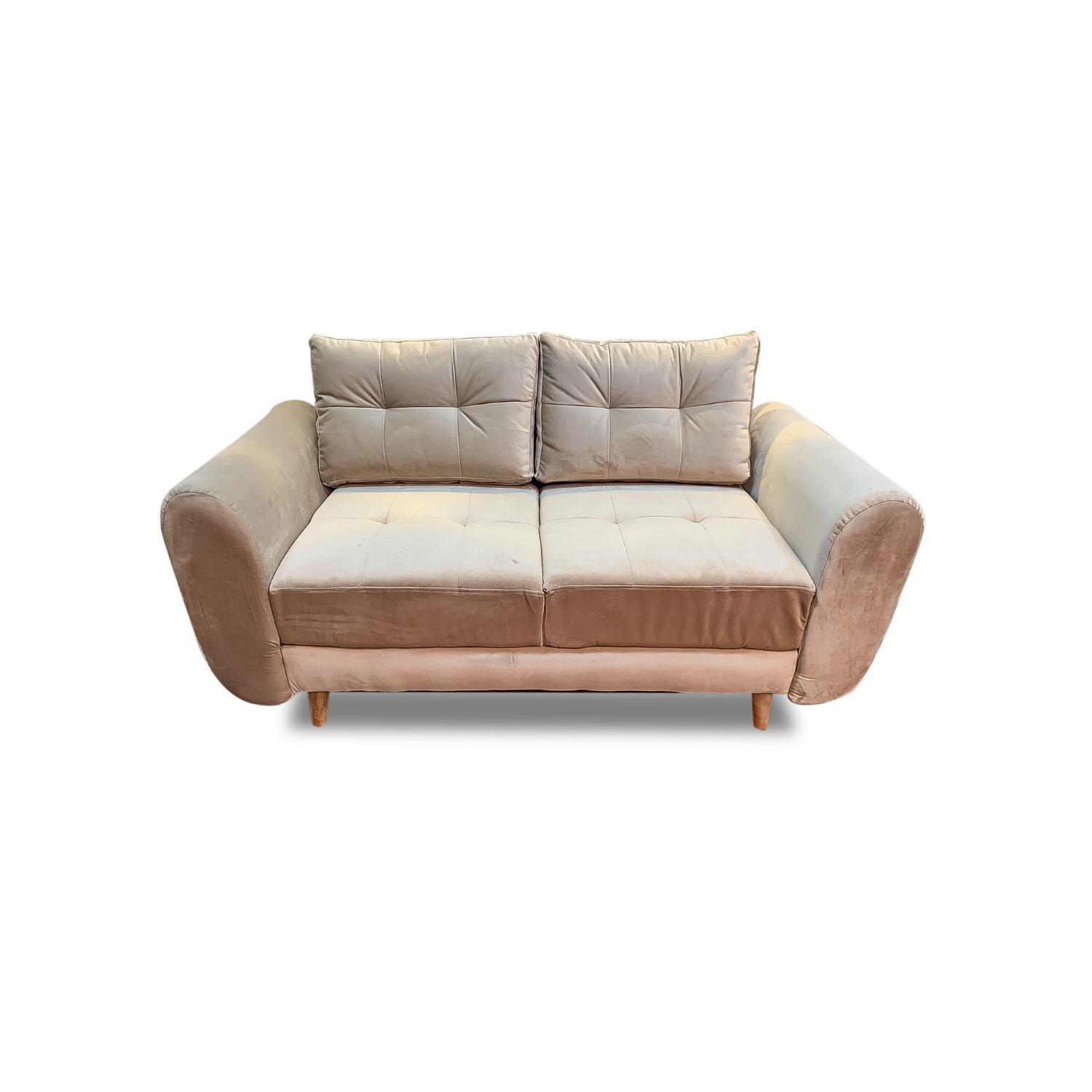 Sofa fantasy lino beige, patas de madera - Muebles en Medellín | Sofá