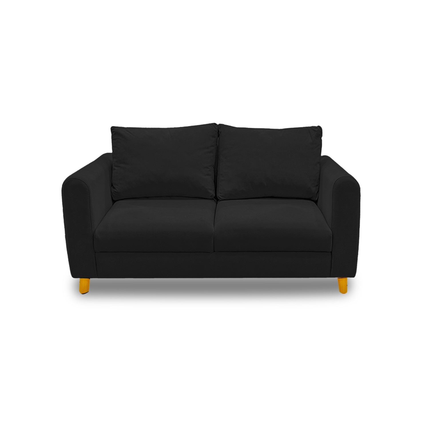 Sofá prato zulia lino negro, 2 puestos, patas de madera - Muebles en Medellín | Sofá