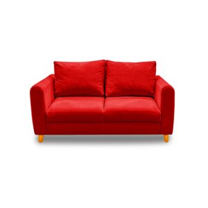 Sofá prato zulia lino rojo, 2 puestos, patas de madera - Muebles en Medellín | Sofá