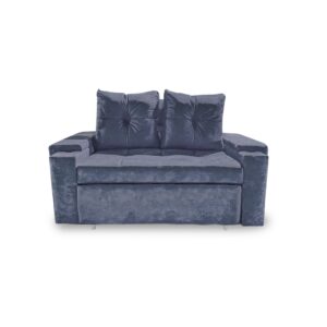 Sofacama dorian mini lino grafito, patas metalicas, brazos - Muebles en Medellín | Sofacama mini