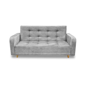 Sofacama milan lino gris, patas de madera, brazos - Muebles en Medellín | Sofacama